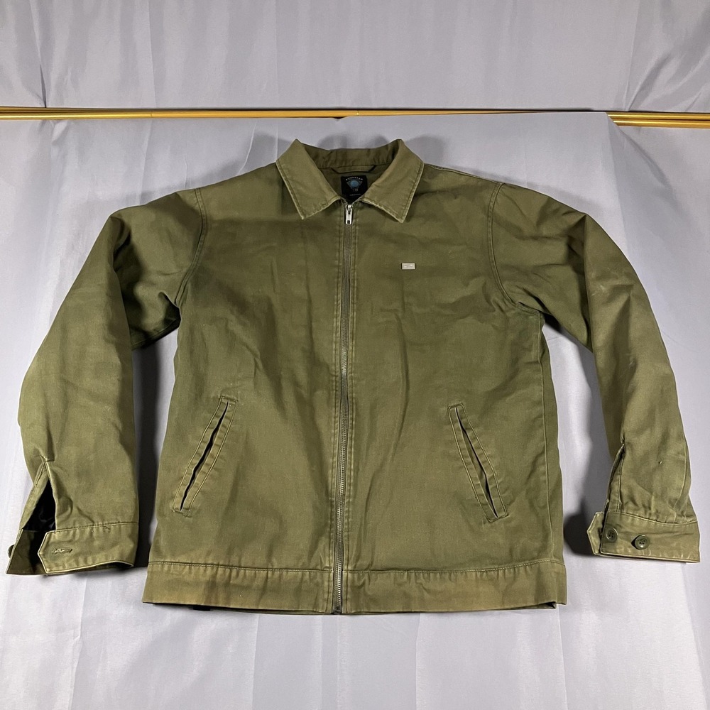 Fourstar Jacket Mens Medium Green Cotton Canvas Quilted Lined Zip Workwear Skate